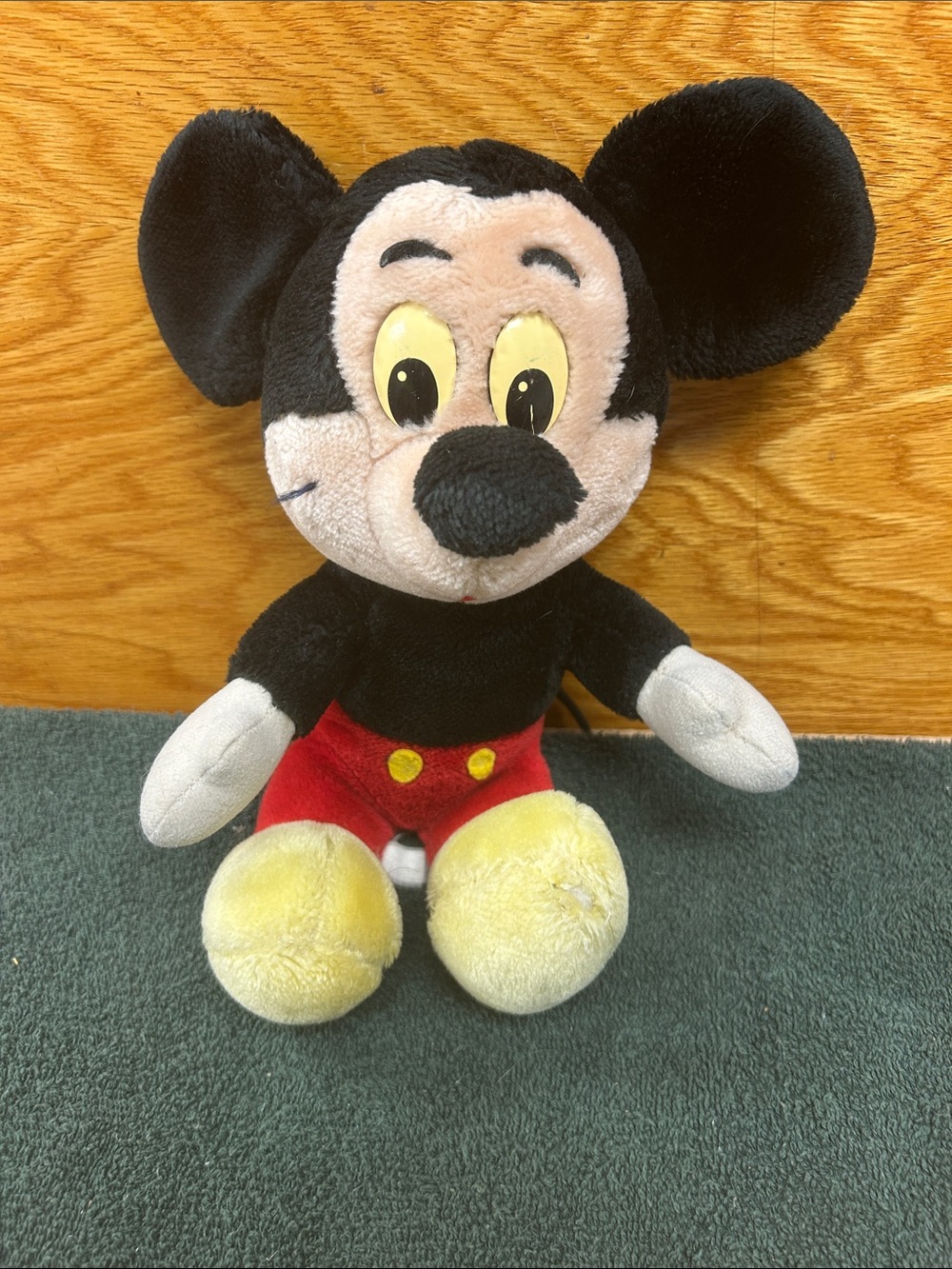Vintage Mickey Mouse Classic Black & Red Plush Mouse Toy - Kids Plush Character